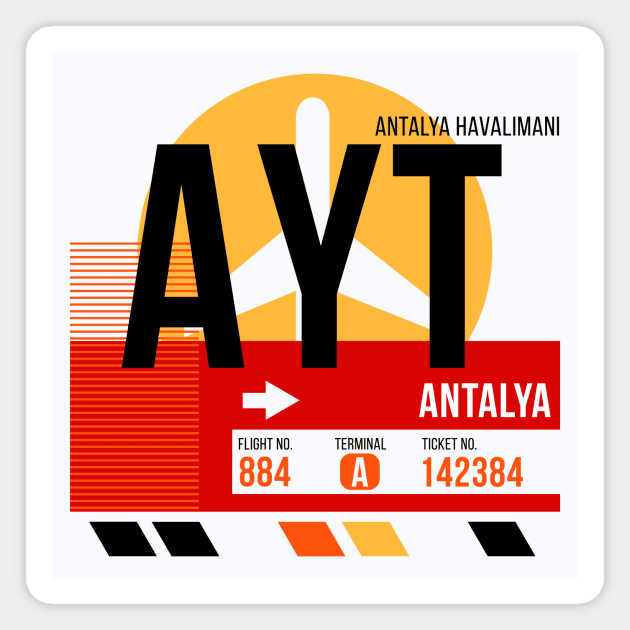 Antalya (AYT) Airport // Sunset Baggage Tag Magnet by Now Boarding